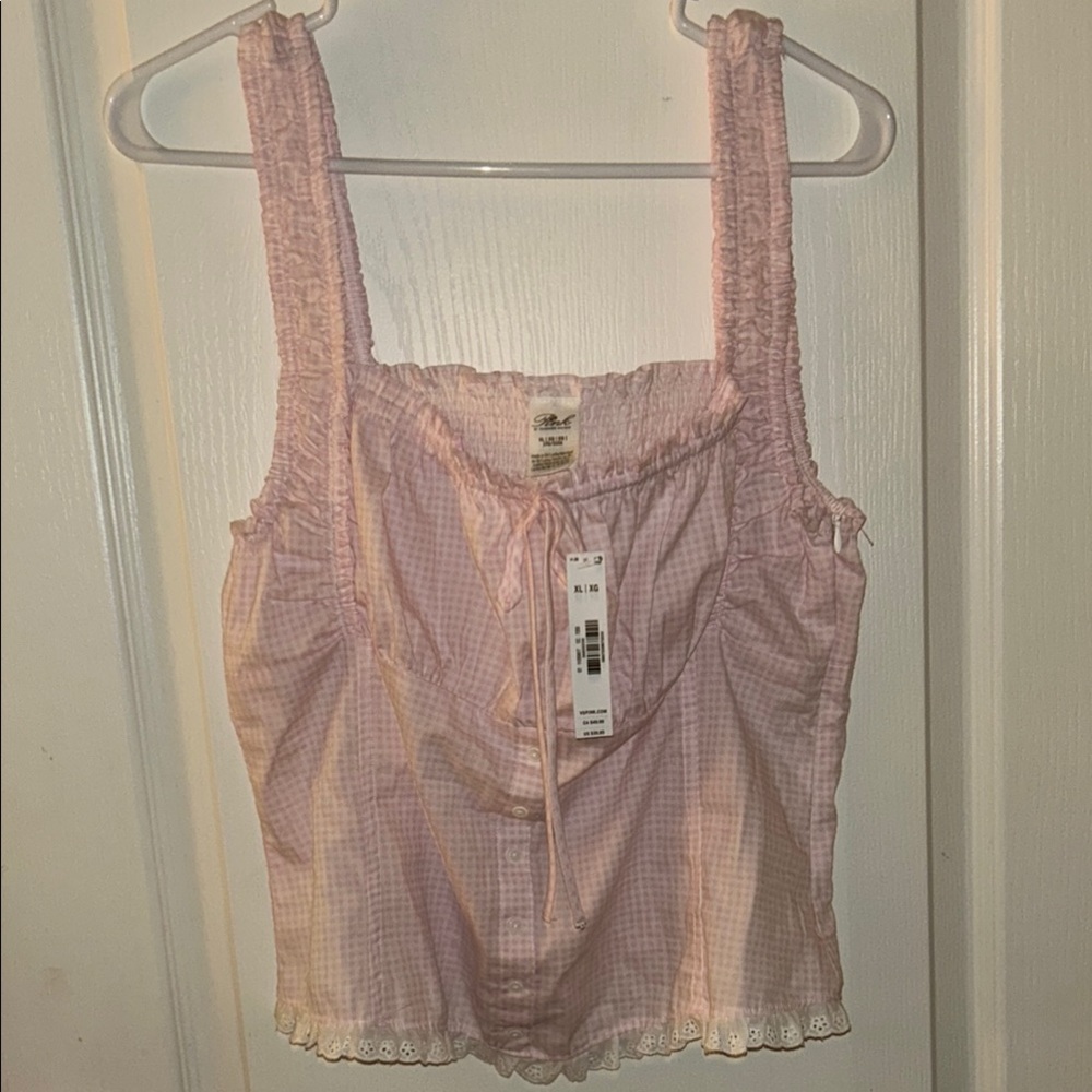 Pink Gingham Sleeveless Top